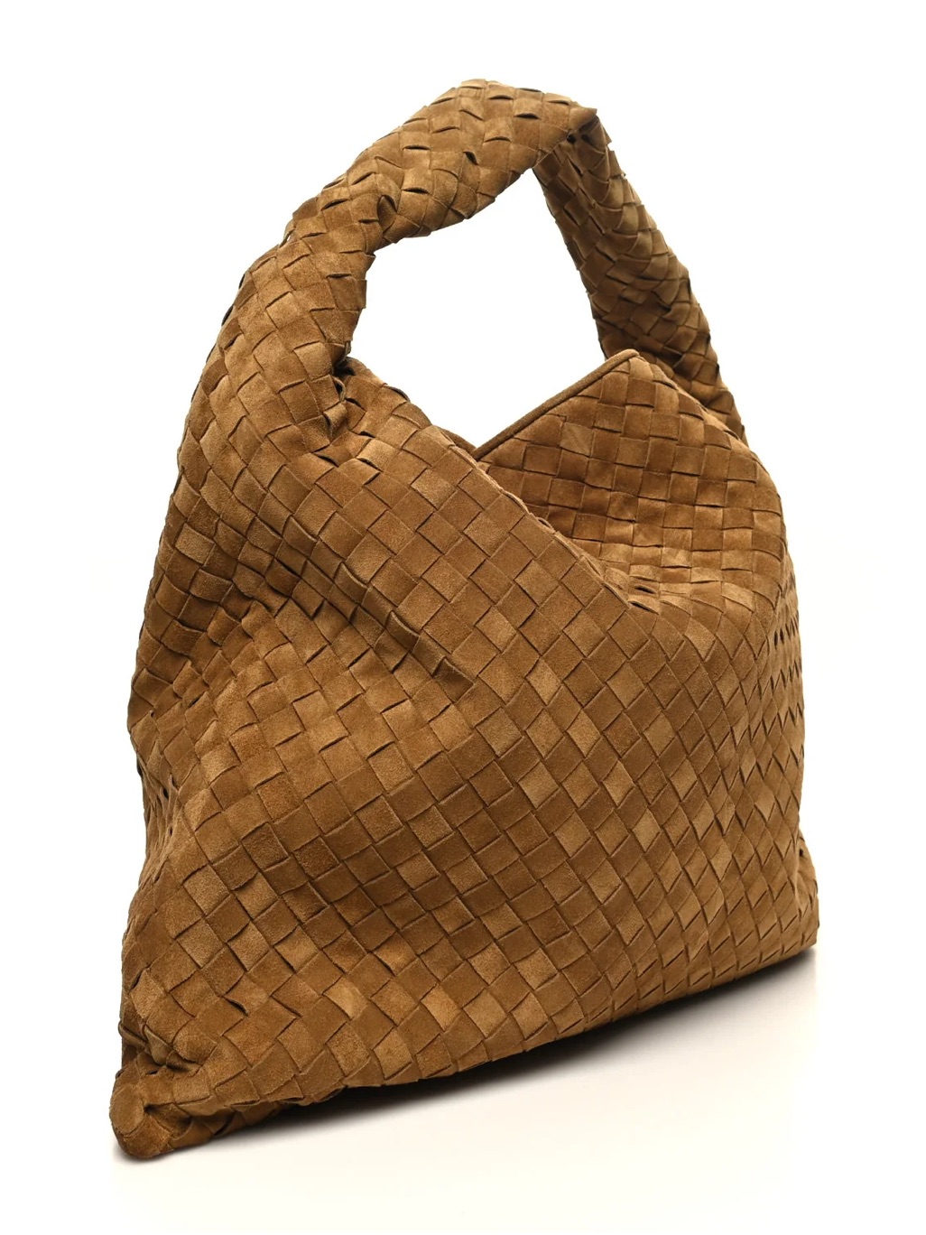 Bottega Veneta Large Hop Intrecciato Suede Hobo Bag In Acorn